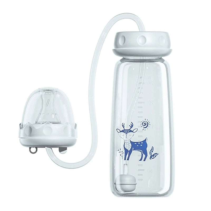 Hands-Free Baby Feeding Bottle 8oz/240ml – Anti-Colic Nursing Bottle with Feeding Tube, BPA-Free PP, 6+ Months