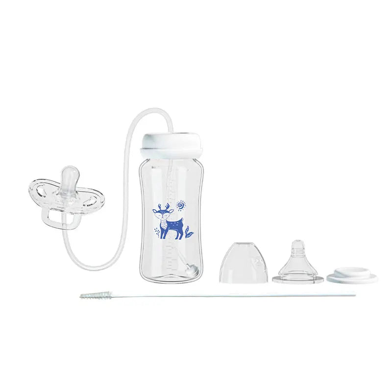 3-in-1 Baby Feeding Bottle with Anti-Colic Tube – 300ml BPA-Free Hands-Free Bottle for 6+ Months