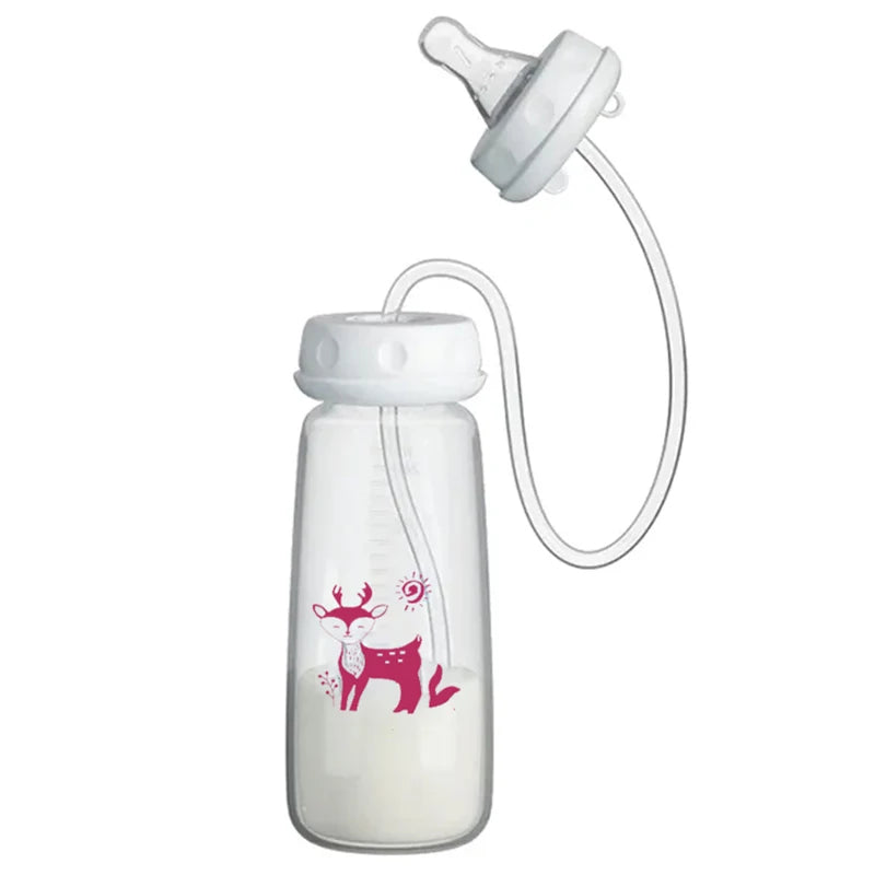 Hands-Free Baby Feeding Bottle 8oz/240ml – Anti-Colic Nursing Bottle with Feeding Tube, BPA-Free PP, 6+ Months