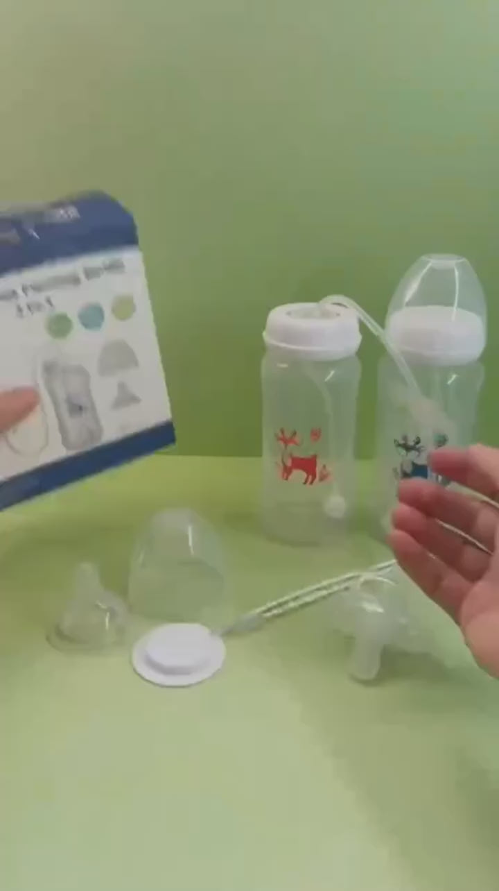 3-in-1 Baby Feeding Bottle with Anti-Colic Tube – 300ml BPA-Free Hands-Free Bottle for 6+ Months
